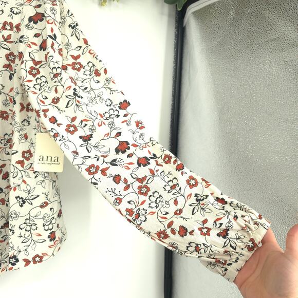 a.n.a. A New Approach Estie Floral Cream Pattern Top Long Sleeve Size XL NWT - Picture 7 of 11